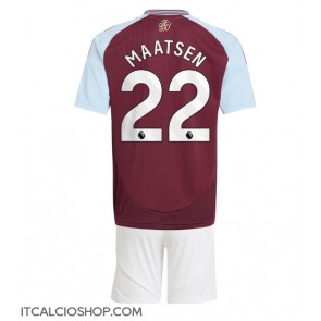 Aston Villa Ian Maatsen #22 Prima Maglia Bambino 2024-25 Manica Corta (+ Pantaloni corti)